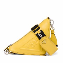 Prada Triangle Shoulder Bag In Yellow Leather TDBS28469