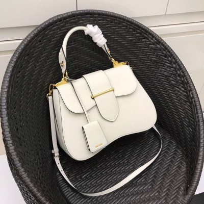 Prada White Large Sidonie Saffiano Leather Bag TDBS28343