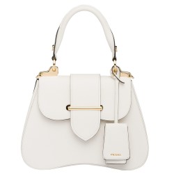 Prada White Large Sidonie Saffiano Leather Bag TDBS28343