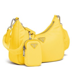 Prada Yellow Nylon Re-Edition 2005 Shoulder Bag  TDBS28278