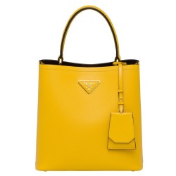 Prada Yellow Saffiano North South Double Medium Bag TDBS28345