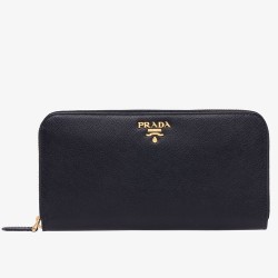 Prada Zipped Wallet In Black Saffiano Leather TDBS28482