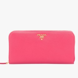 Prada Zipped Wallet In Pink Saffiano Leather TDBS28485