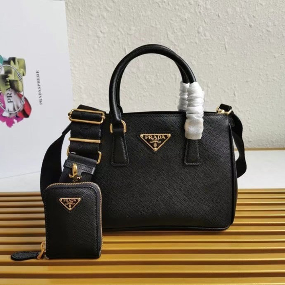 Prada Galleria Mini Bag In Black Saffiano Leather