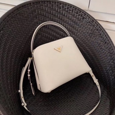 Prada Matinee Mini Bag In White Saffiano Leather