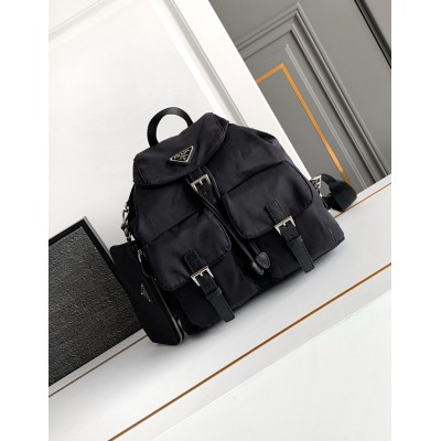 Prada Medium Backpack with Pouch in Black Re-Nylon