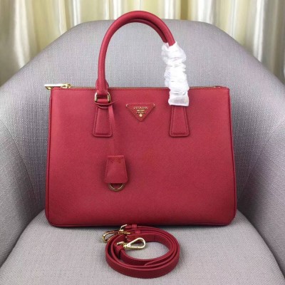 Prada Medium Galleria Bag In Red Saffiano Leather