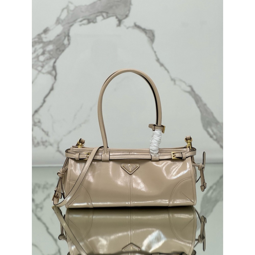 Prada Medium Tote Bag in Beige Soft Leather