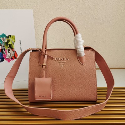 Prada Monochrome Small Bag In Pink Saffiano Leather