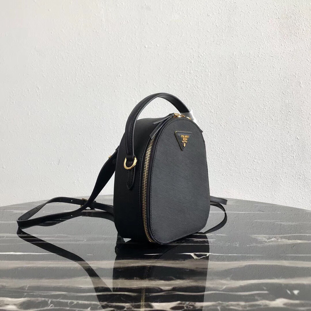 Prada Odette Backpack In Black Saffiano Leather