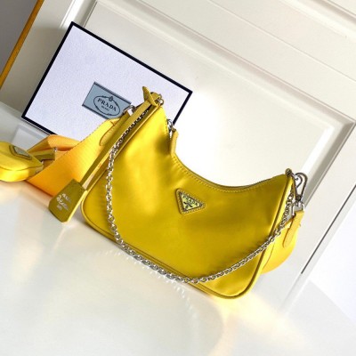 Prada Re-Edition 2005 Shoulder Bag In Yellow Re-Nylon