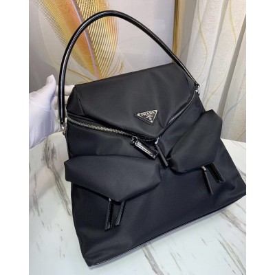 Prada Signaux Hobo In Bag In Black Nylon