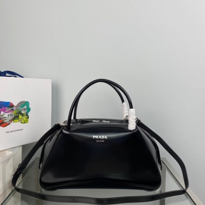 Prada Supernova Medium Bag In Black Brushed Leather