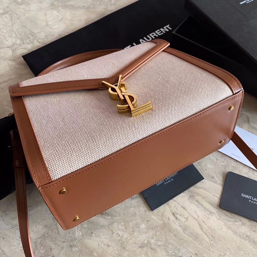 Saint Laurent Cassandra Medium Bag In Beige Canvas