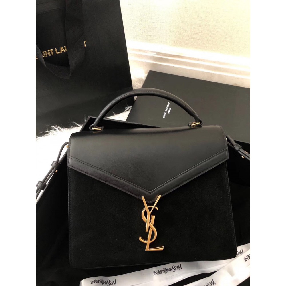 Saint Laurent Cassandra Medium Bag In Black Suede