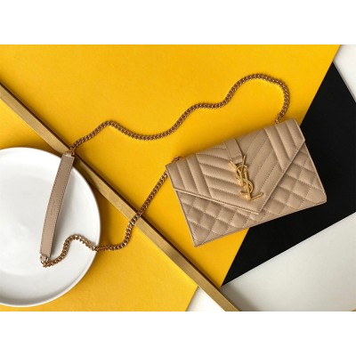 Saint Laurent Envelope Small Bag In Beige Matelasse Grained Leather