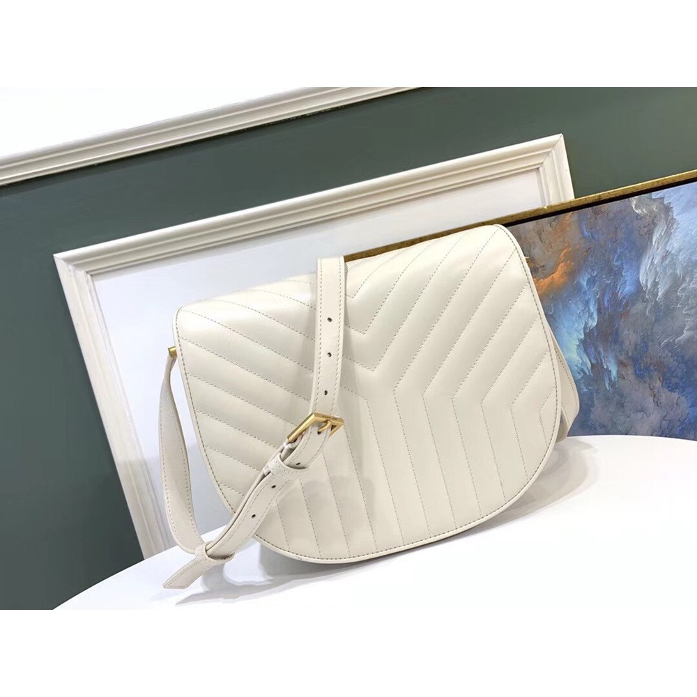 Saint Laurent Joan Satchel Bag In White Quilted Leather