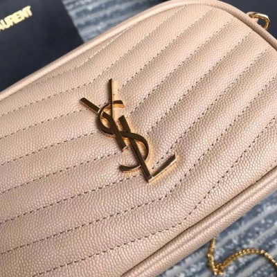 Saint Laurent Lou Mini Bag In Beige Calfskin