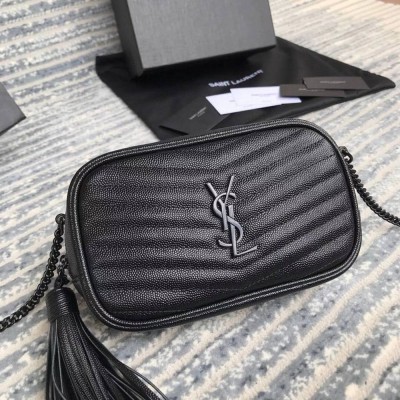 Saint Laurent Lou Mini Bag In Noir Calfskin