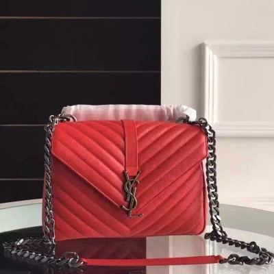 Saint Laurent Medium College Bag In Red Goatskin Leather