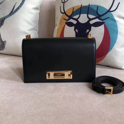 Saint Laurent Medium Domino Bag In Black Calfskin