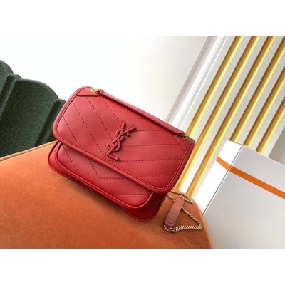 Saint Laurent Niki Baby Bag In Red Lambskin