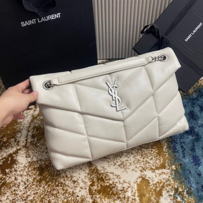 Saint Laurent Puffer Medium Chain Bag In Ivory Lambskin