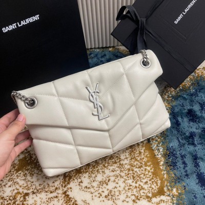 Saint Laurent Puffer Small Chain Bag In Ivory Lambskin