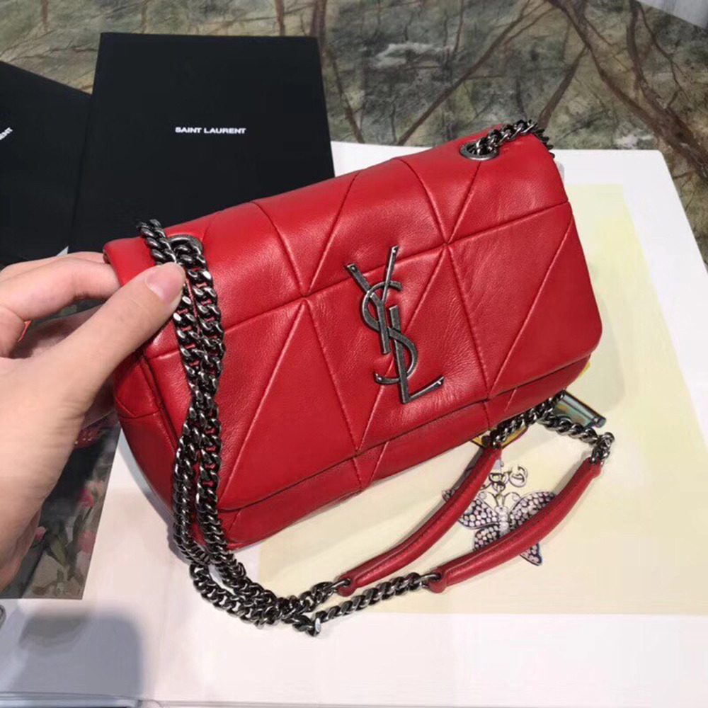 Saint Laurent Small Jamie Bag In Red Patchwork Lambskin