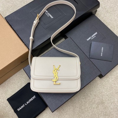 Saint Laurent Small Solferino Bag In White Calfskin