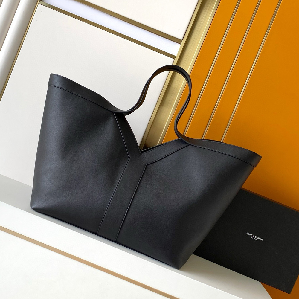 Saint Laurent Y Tote Bag in Black Calfskin