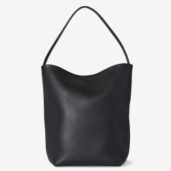 The Row Large N/S Park Tote in Black Grained Leather TDBS28920