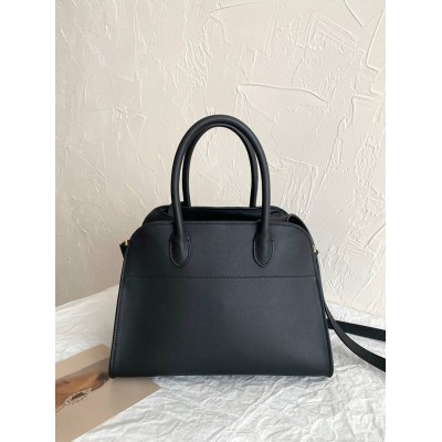 The Row Margaux 10 Top Handle Bag in Black Leather TDBS28904