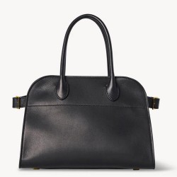 The Row Margaux 10 Top Handle Bag in Black Leather TDBS28904