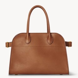 The Row Margaux 10 Top Handle Bag in Brown Leather  TDBS28906