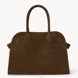 The Row Margaux 10 Top Handle Bag in Brown Suede Leather TDBS28907