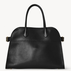 The Row Margaux 12 Top Handle Bag in Black Leather TDBS28908