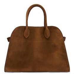 The Row Margaux 12 Top Handle Bag in Brown Suede Leather TDBS28909