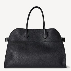 The Row Margaux 15 Top Handle Bag in Black Grained Leather TDBS28910