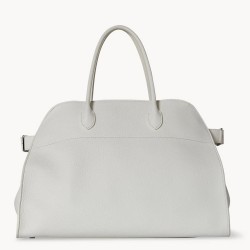 The Row Margaux 15 Top Handle Bag in White Grained Leather TDBS28916