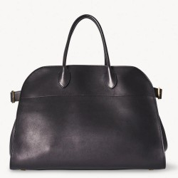 The Row Margaux 17 Top Handle Bag in Black Leather TDBS28918