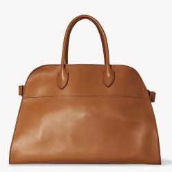 The Row Margaux 17 Top Handle Bag in Brown Leather TDBS28919