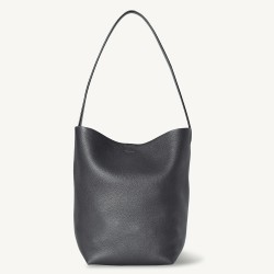 The Row Medium N/S Park Tote in Black Grained Leather TDBS28923