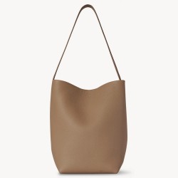 The Row Medium N/S Park Tote in Taupe Grained Leather TDBS28925