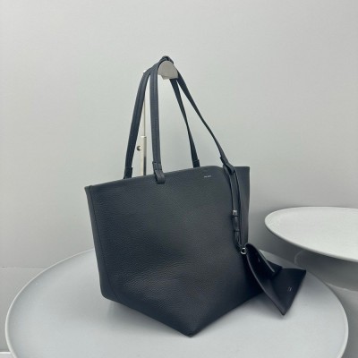 The Row Medium Park Tote in Black Grained Leather TDBS28926