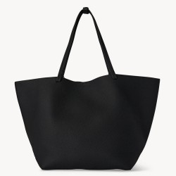 The Row Medium Park Tote in Black Grained Leather TDBS28926