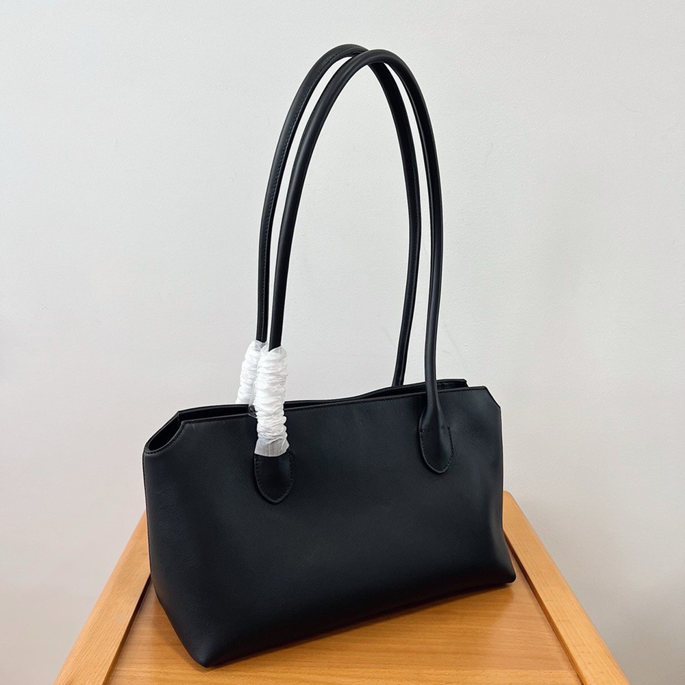 The Row Terrasse Shoulder Bag in Black Calfskin TDBS28901