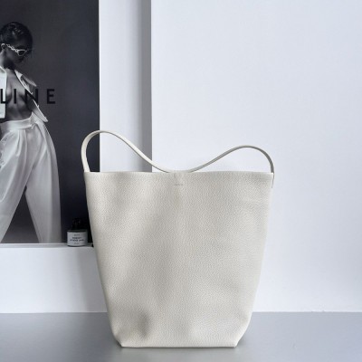 The Row Large N/S Park Tote in Ivory Grained Leather