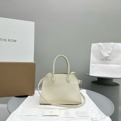 The Row Margaux 10 Top Handle Bag in White Grained Leather