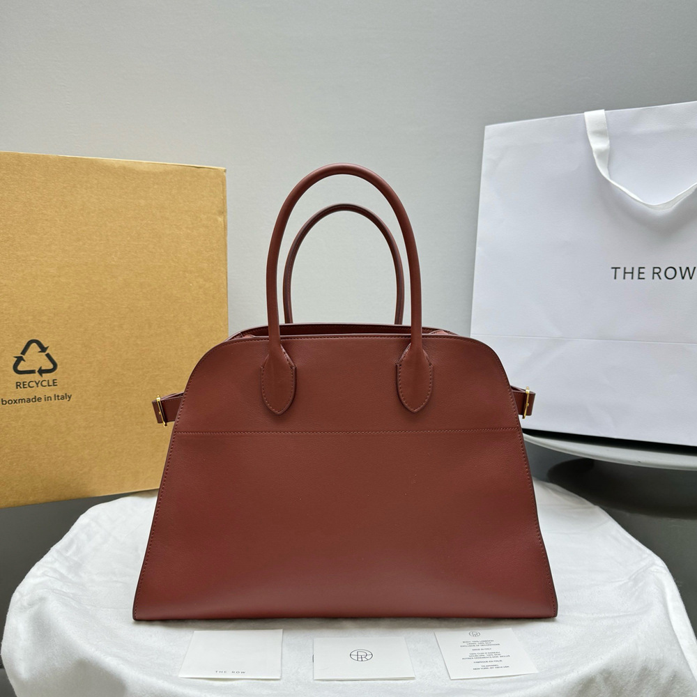 The Row Margaux 15 Top Handle Bag in Brick Leather